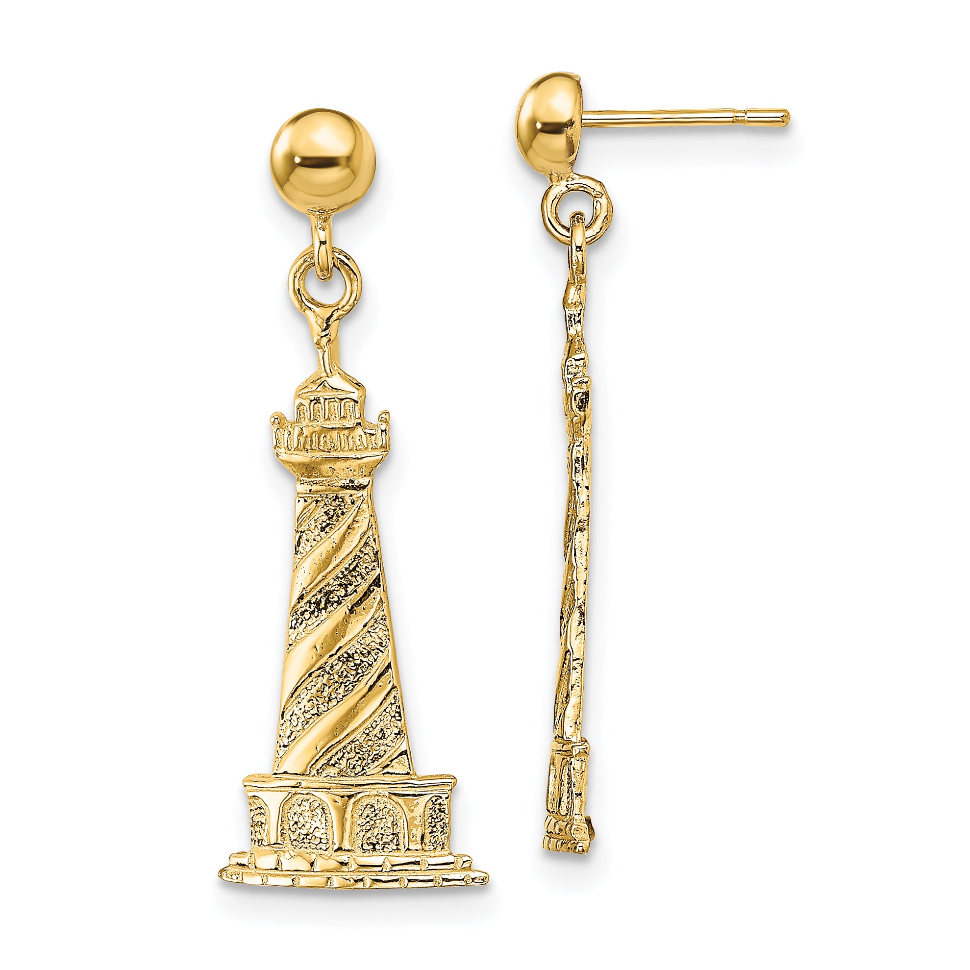 14K Cape Hatteras Lighthouse Earrings