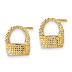 14K Basket Flat Back Post Earrings