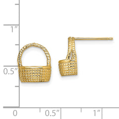 14K Basket Flat Back Post Earrings