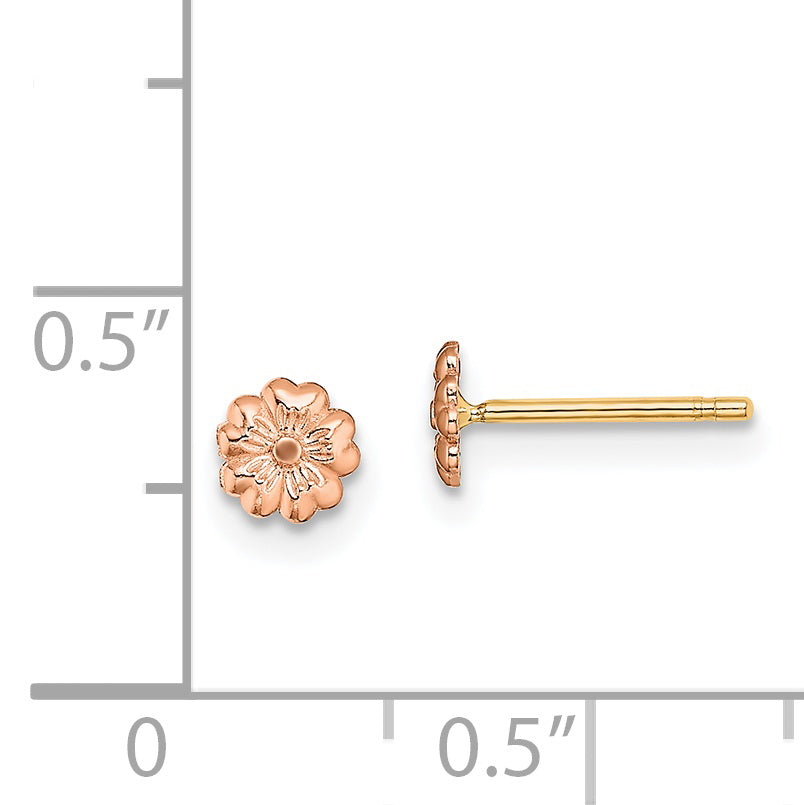 14k Rose Gold with Yellow Gold Post Flower Post Earrings