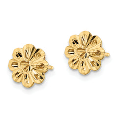 14k Polished Diamond-cut Snowflake Post Earrings