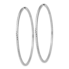 14k White Gold Diamond-cut Square Tube Endless Hoop Earrings