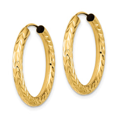 14k Polished & D/C Endless Hoop Earrings