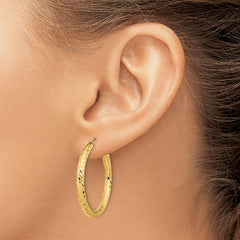 14k Polished & D/C Endless Hoop Earrings