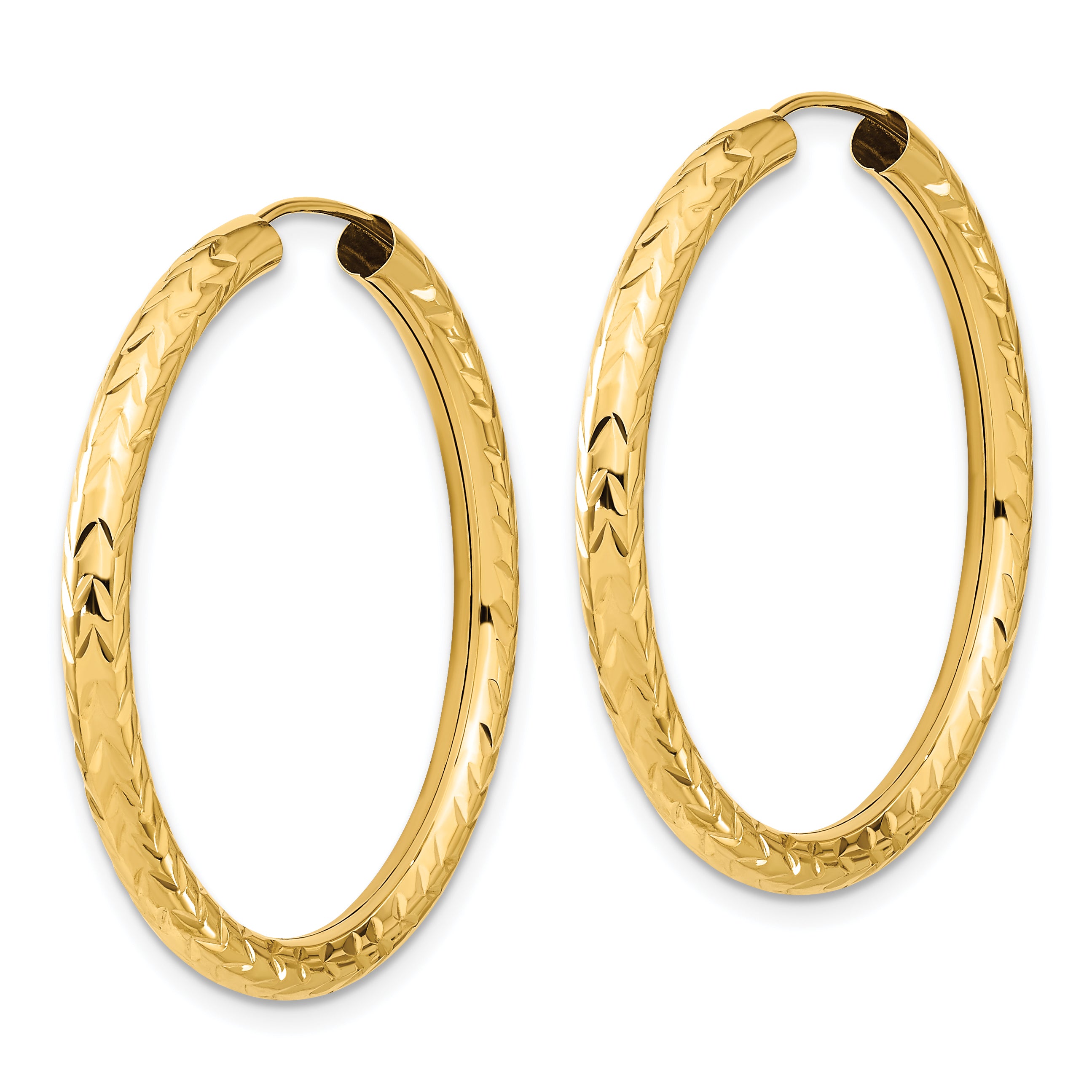 14k Polished & D/C Endless Hoop Earrings