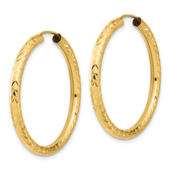 14k Polished & D/C Endless Hoop Earrings