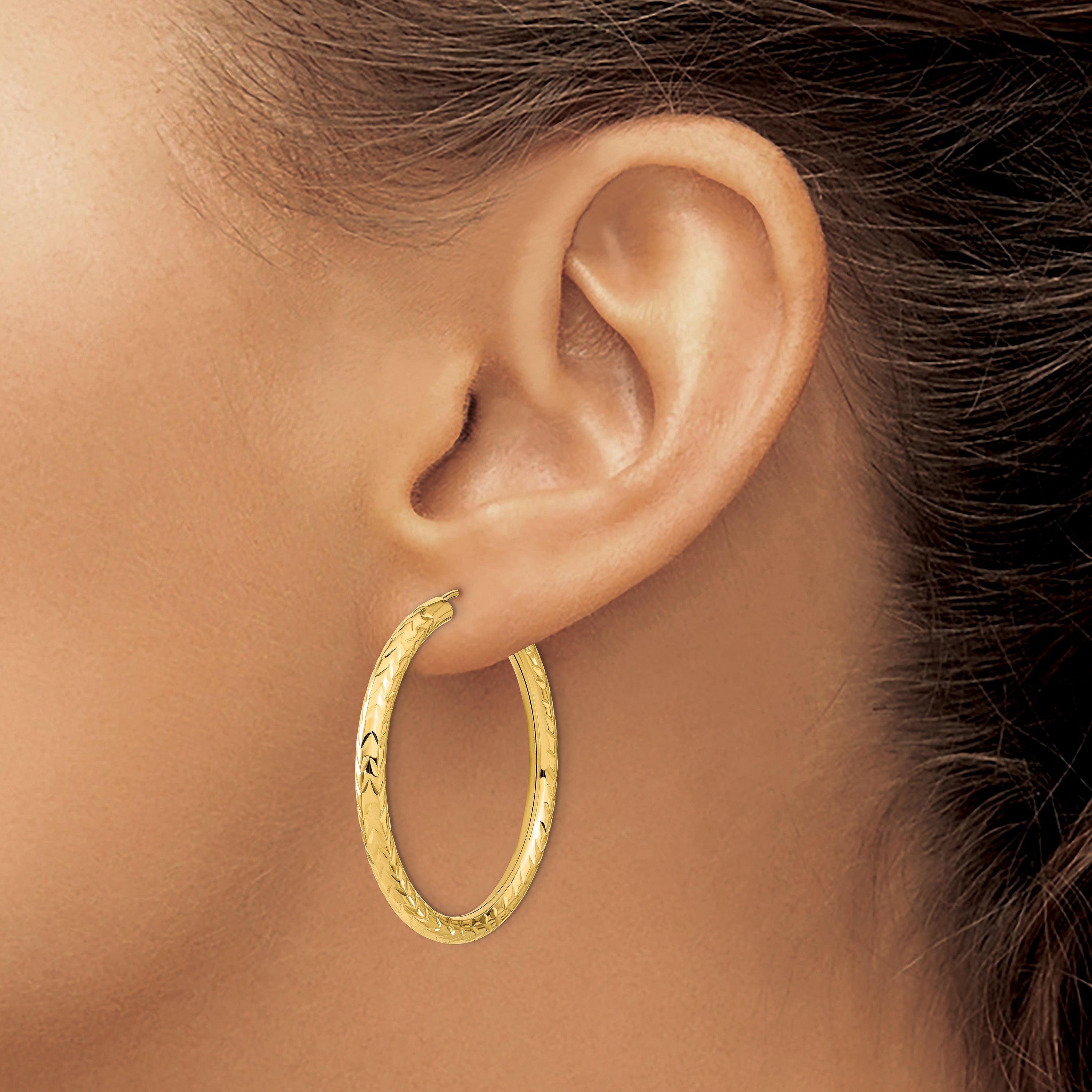 14k Polished & D/C Endless Hoop Earrings