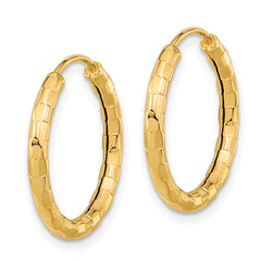 14k Gold Polished Faceted 2.5mm Hoop Earrings