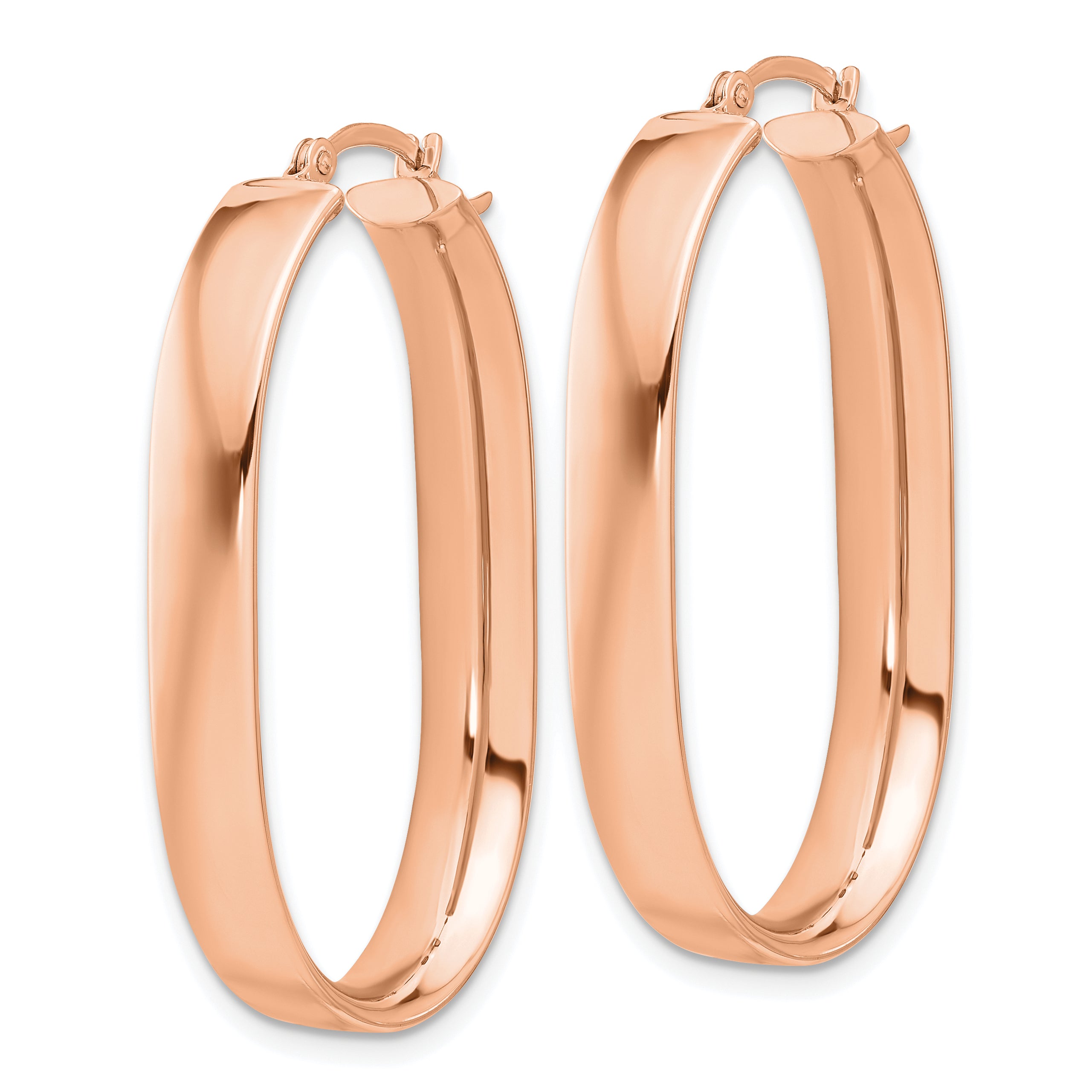 14k Rose Gold Oval Hoop Earrings