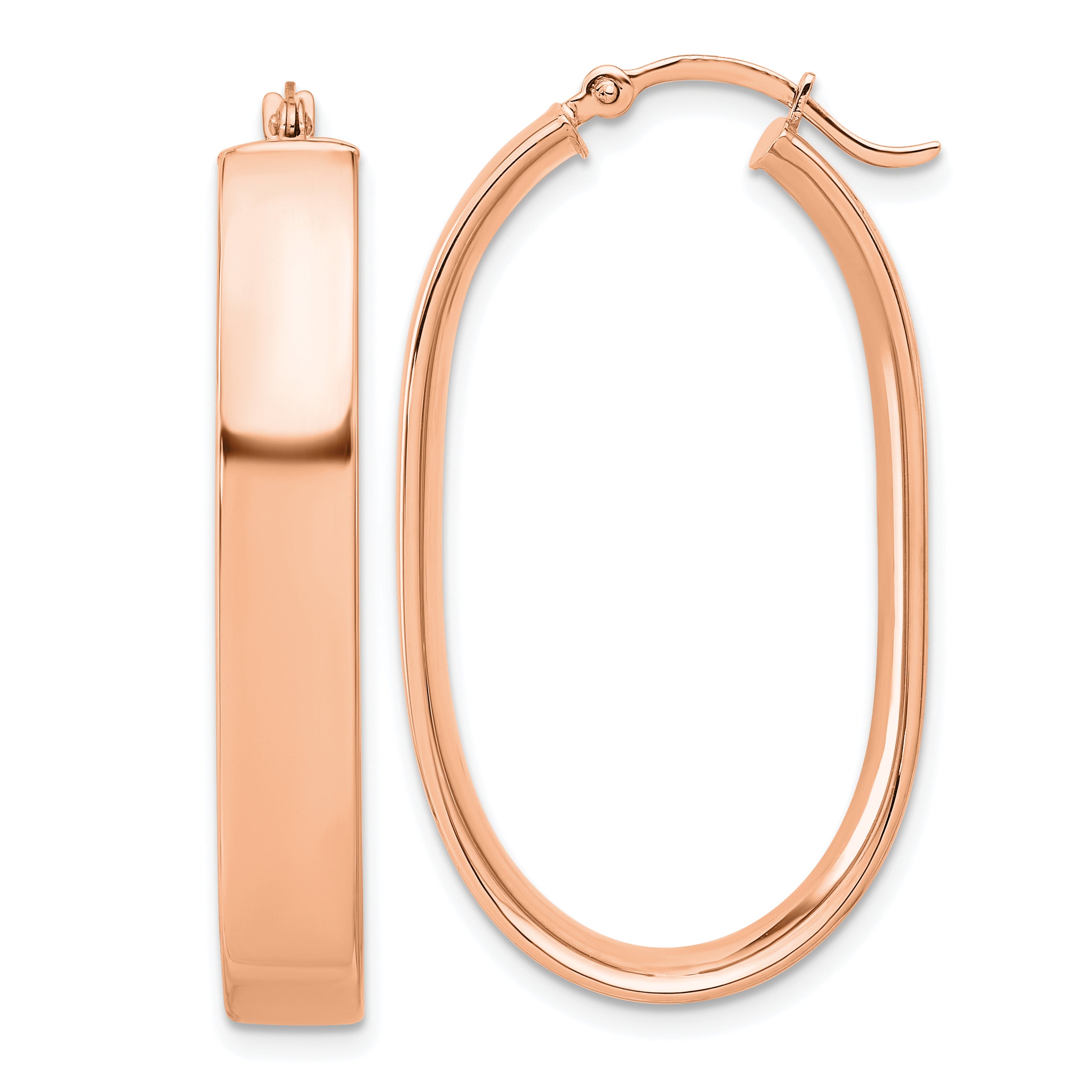 14k Rose Gold Oval Hoop Earrings