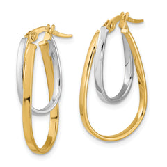 14k Two-tone Polished Double Oval Hoop Earrings