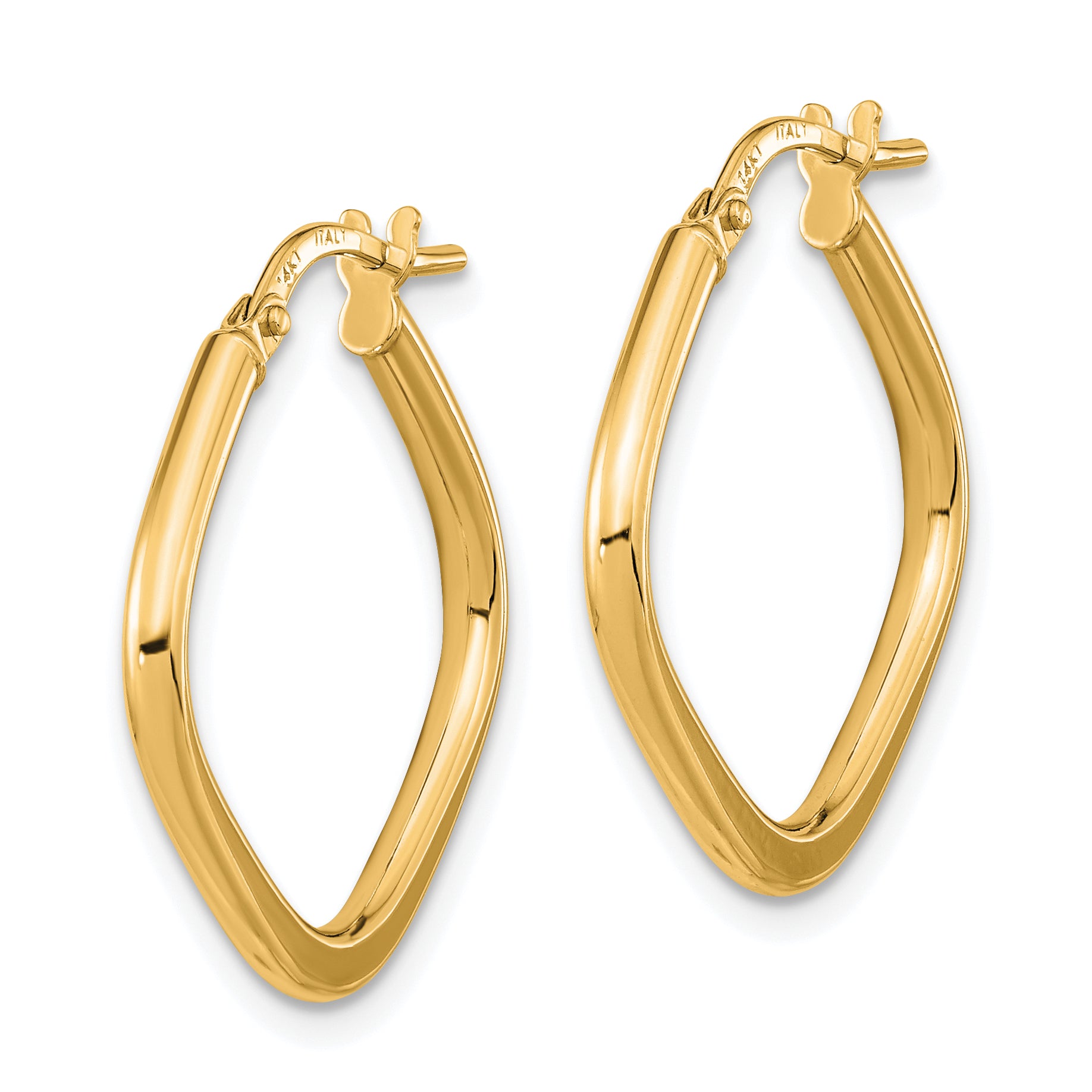 14k Rose Gold Polished Square Hoops