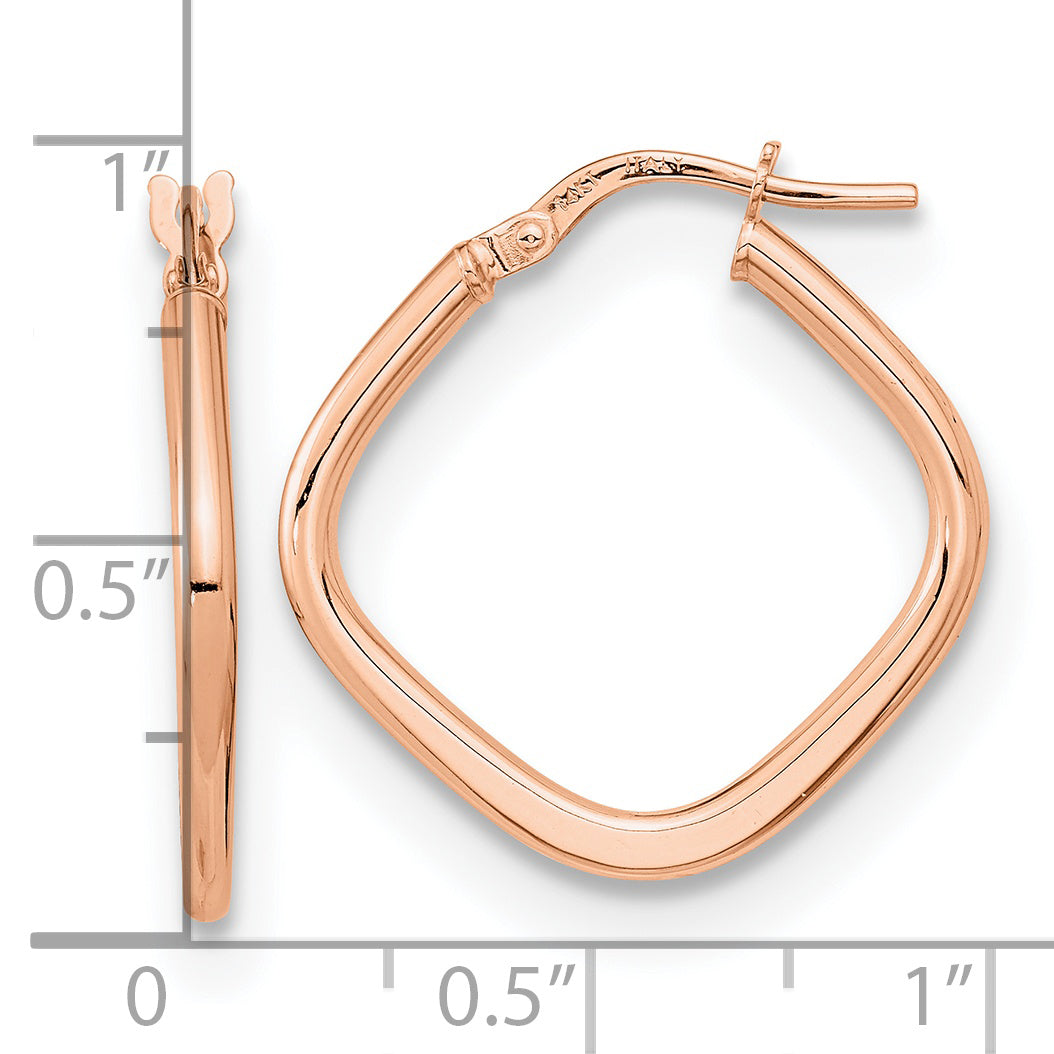 14k Rose Gold Polished Square Hoops