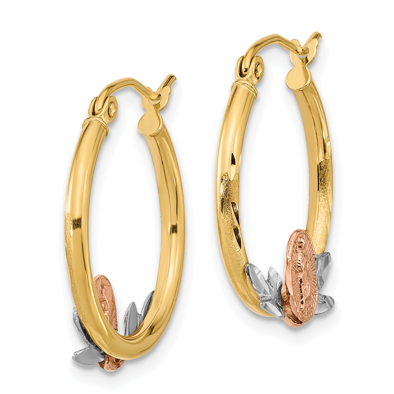 14K Tri-color Guadalupe Hoop Earrings