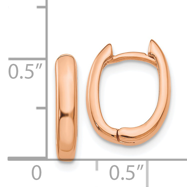 14k Rose Gold Oval Hinged Hoop Earrings