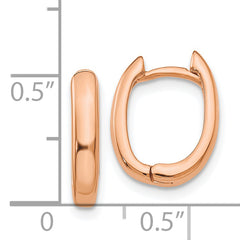 14k Rose Gold Oval Hinged Hoop Earrings