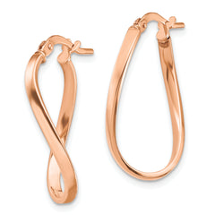 14k Rose Gold Polished 2mm Wavy Hoop Earrings