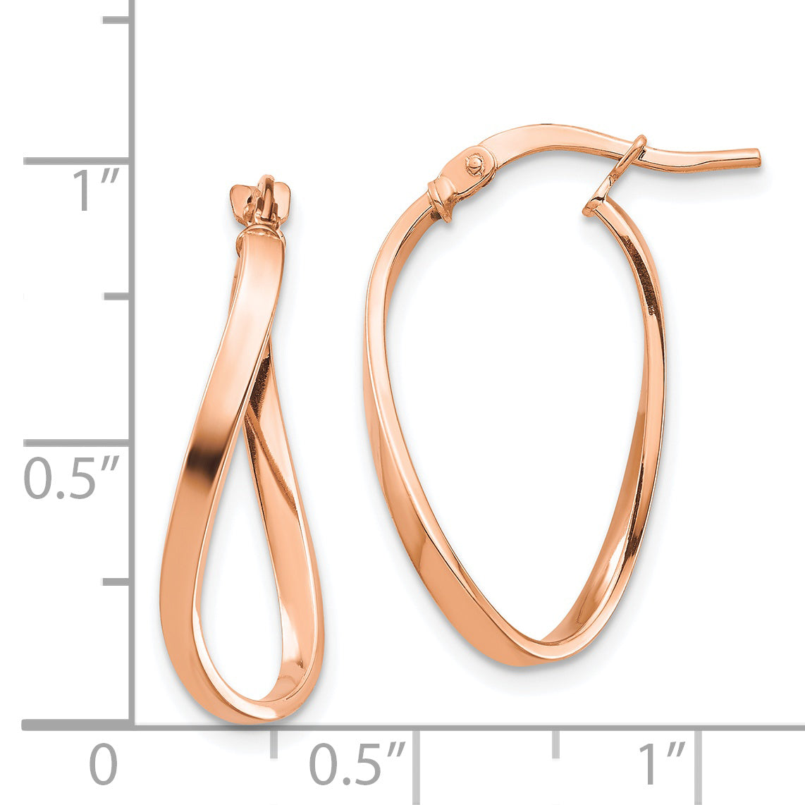 14k Rose Gold Polished 2mm Wavy Hoop Earrings