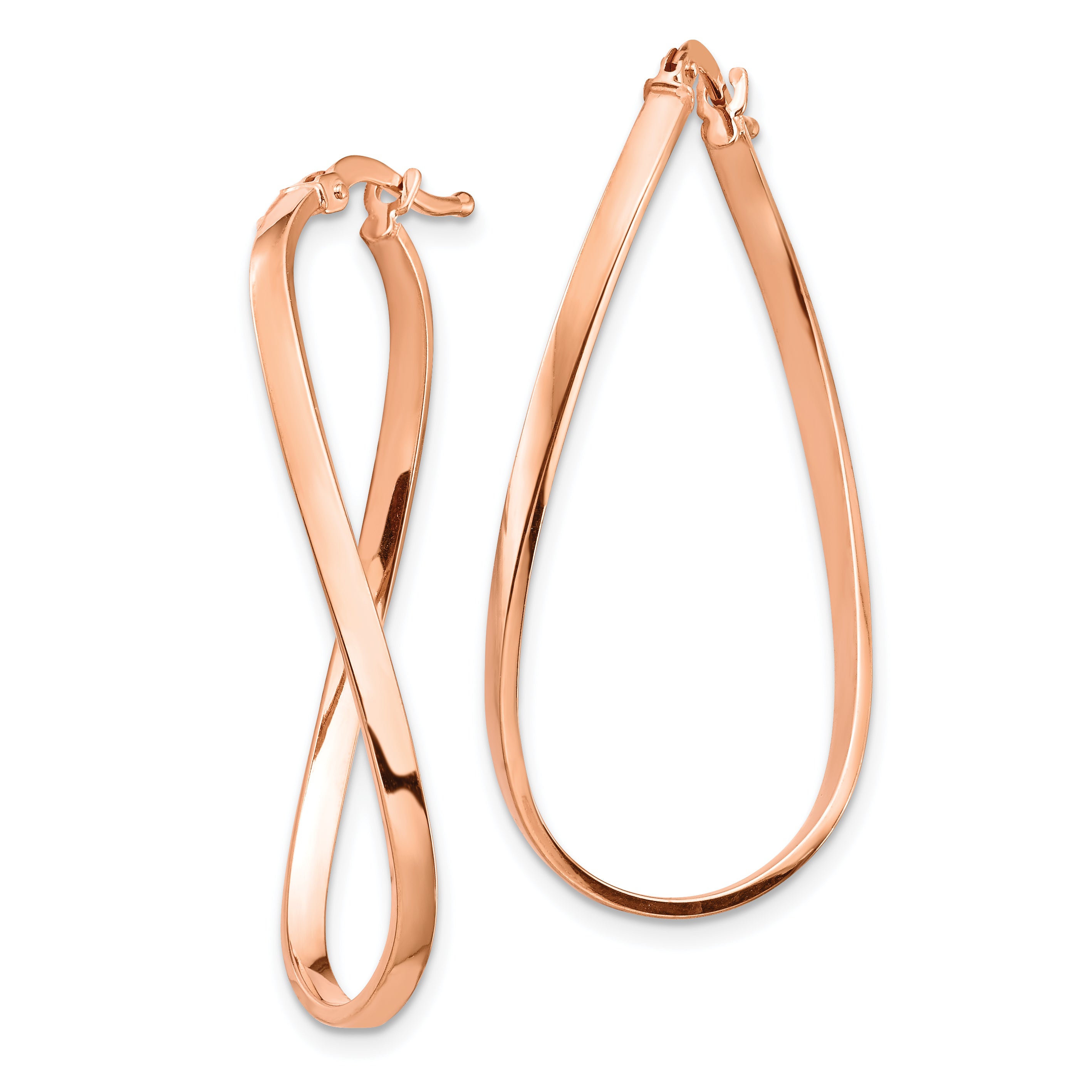 14k Rose Gold 2mm Wavy Hoop Earrings