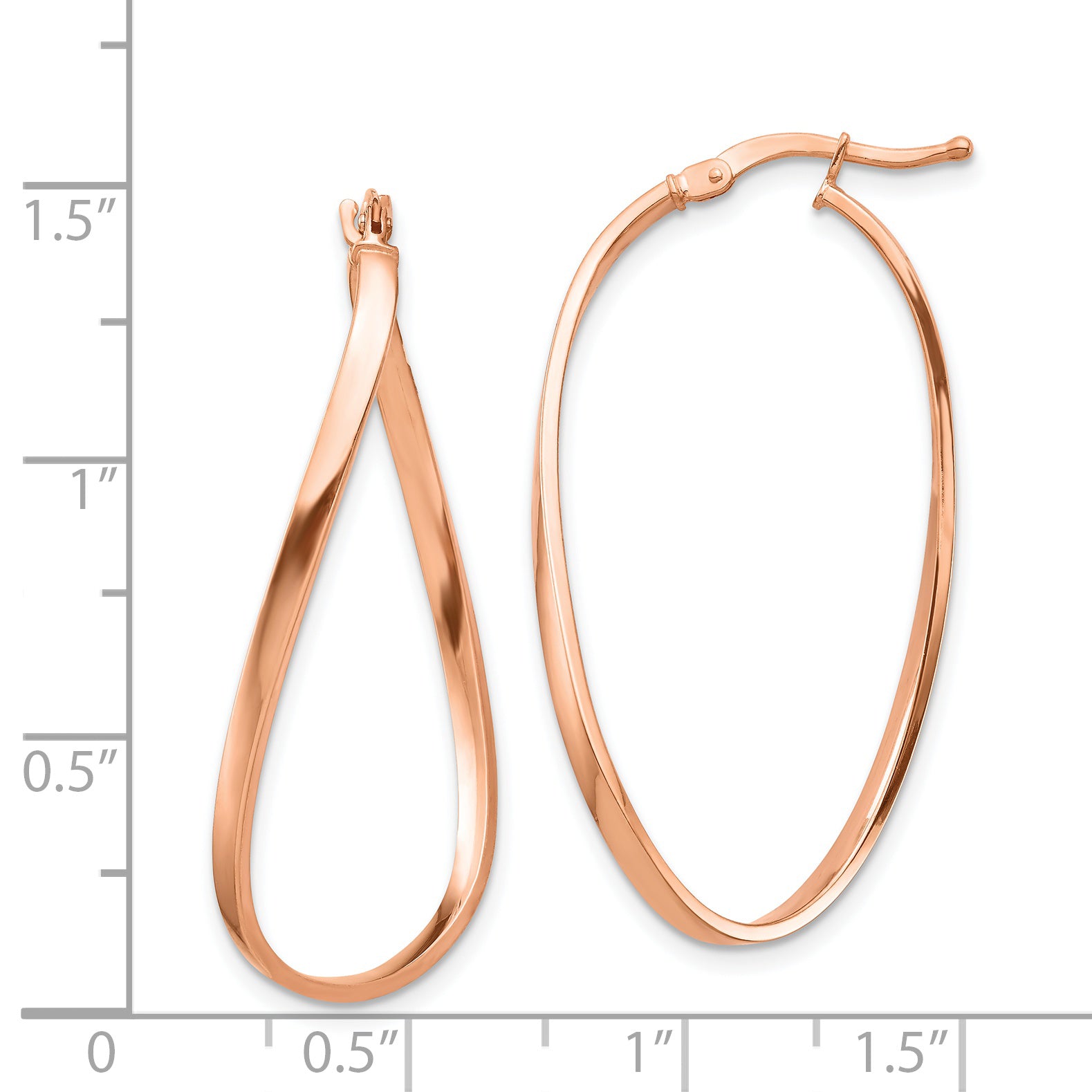 14k Rose Gold 2mm Wavy Hoop Earrings