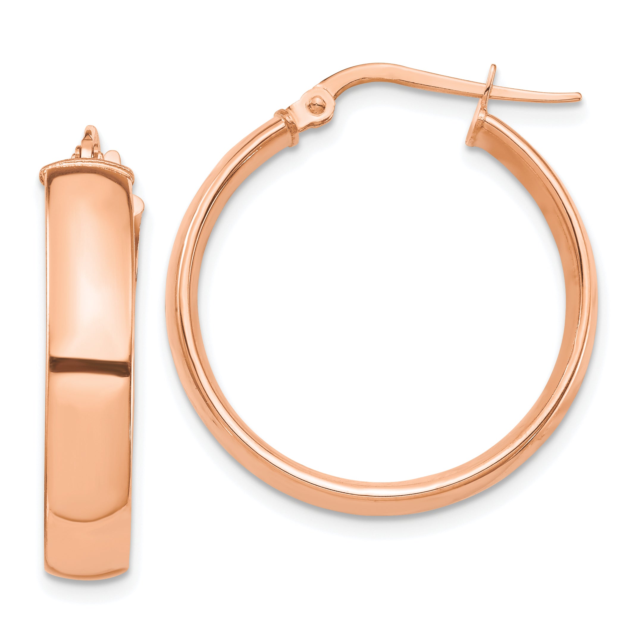 14k Rose Gold High Polished 5mm Hoop Earrings