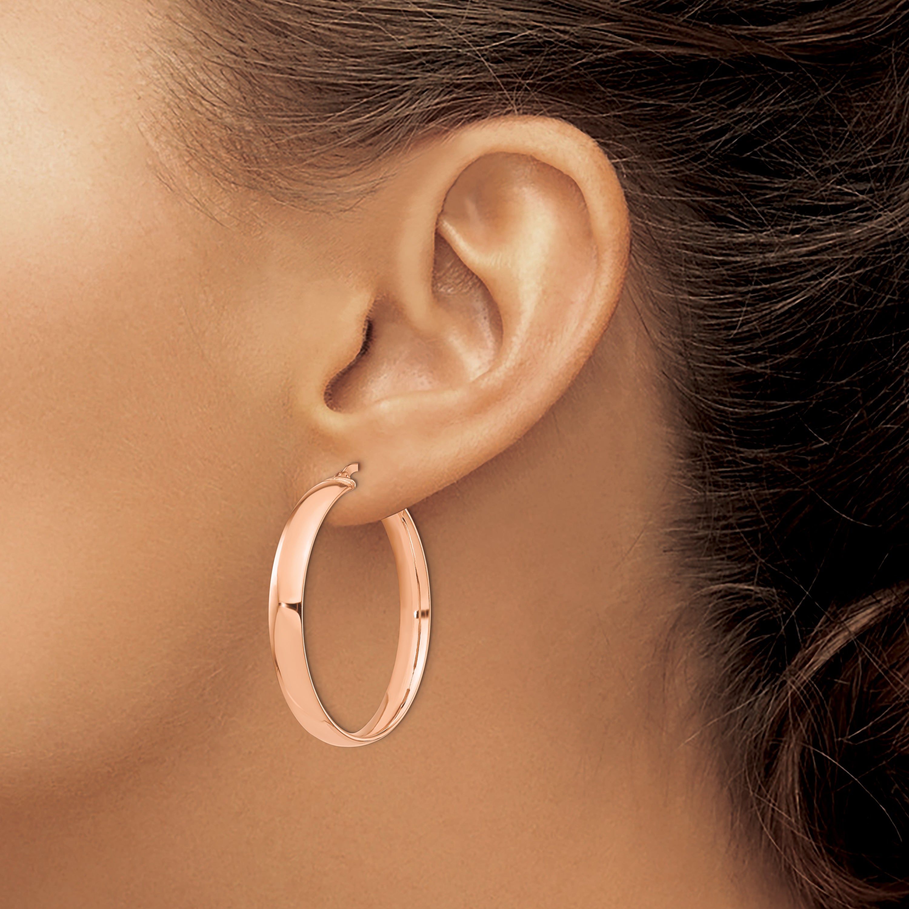 14k Rose Gold High Polished 5mm Hoop Earrings