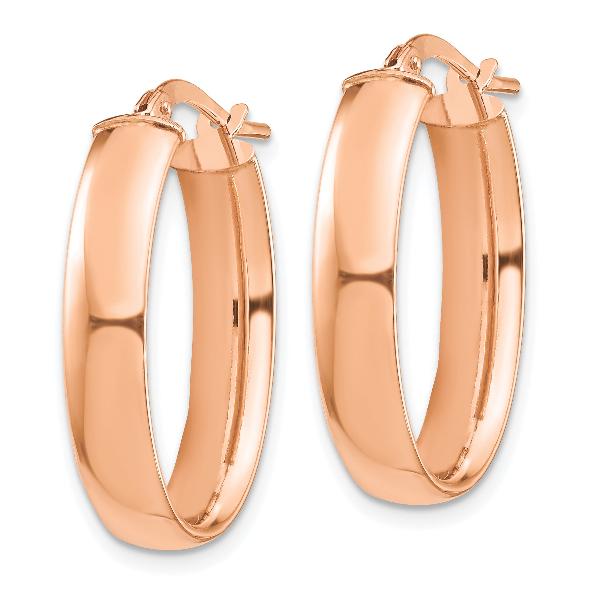 14k Rose Gold High Polished 5mm Oval Hoop Earrings