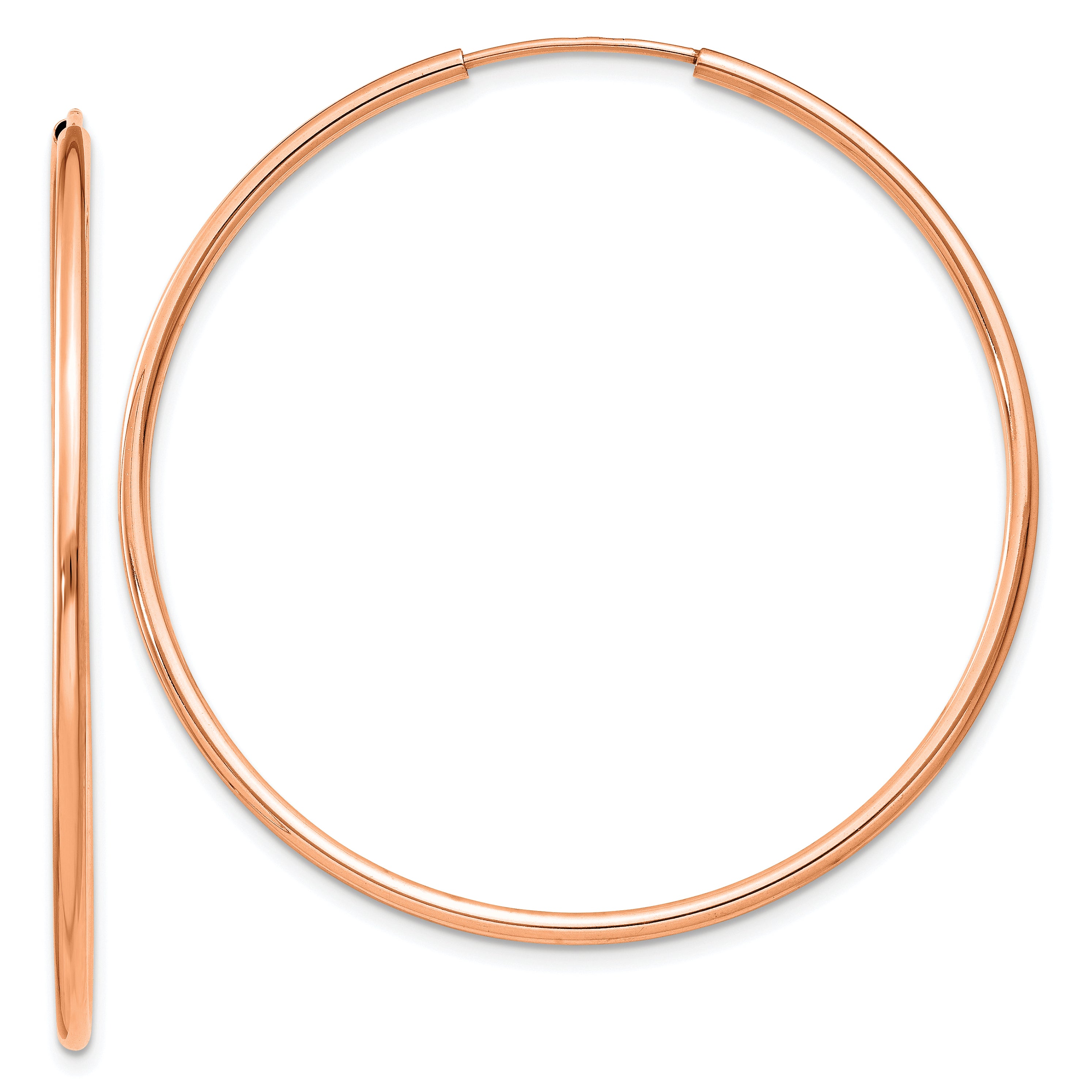 14k Rose Gold 1.5mm Polished Endless Hoop Earrings