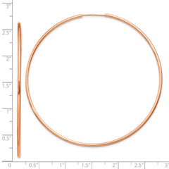 14k Rose Gold 1.5mm Polished Endless Hoop Earrings