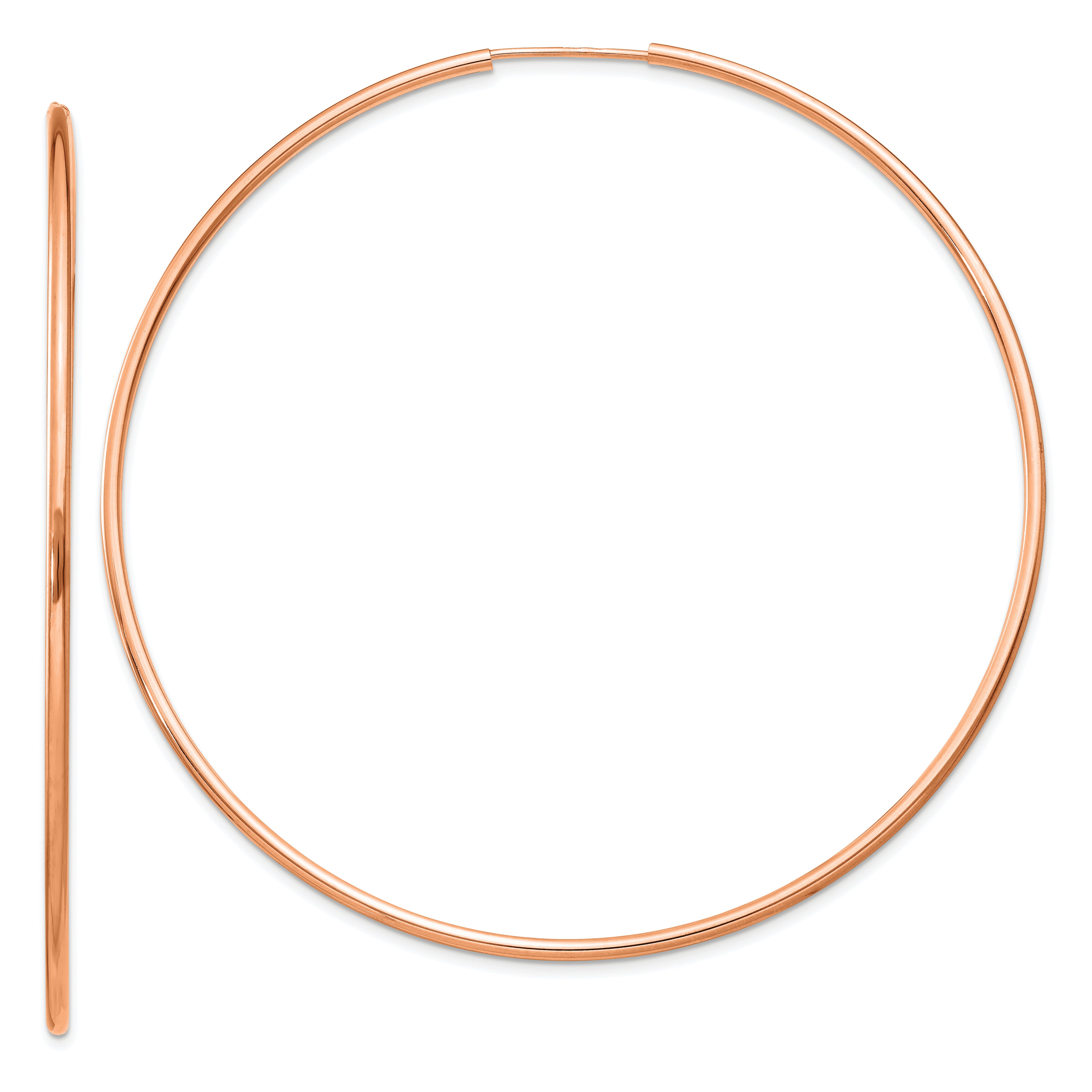 14k Rose Gold 1.5mm Polished Endless Hoop Earrings