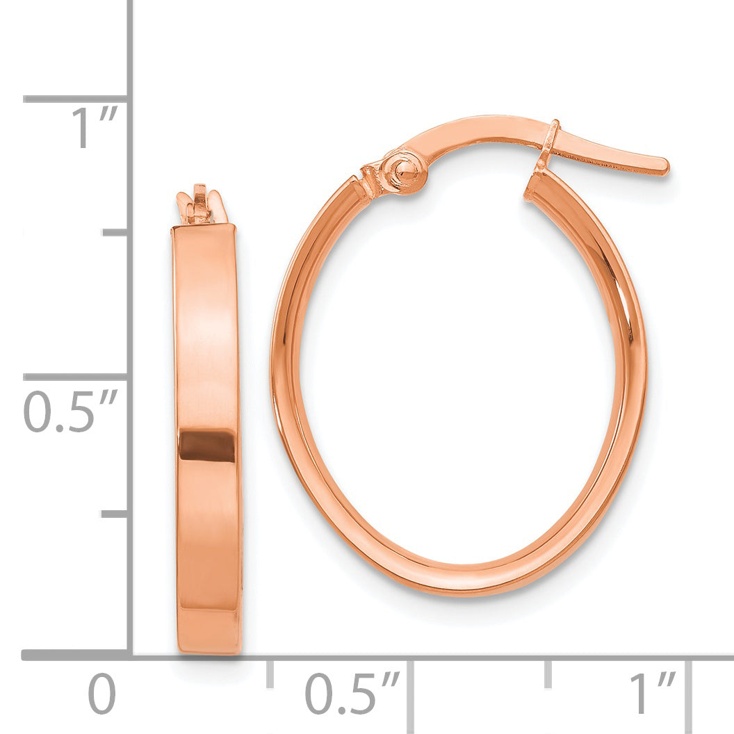 14K Rose Gold Oval Hoop Earrings