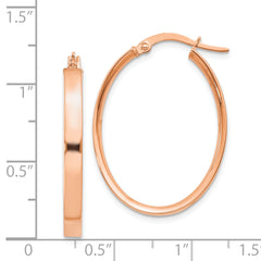 14K Rose Gold 3mm Oval Hoop Earrings