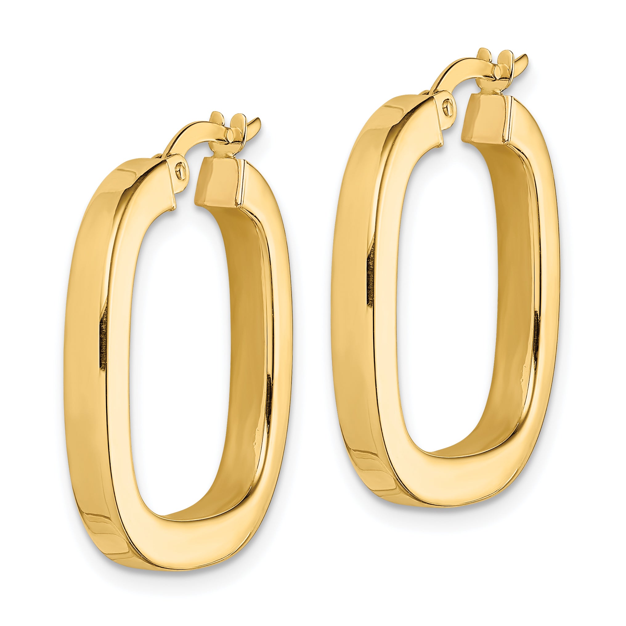 14K Square Tube Hollow Hoop Earrings