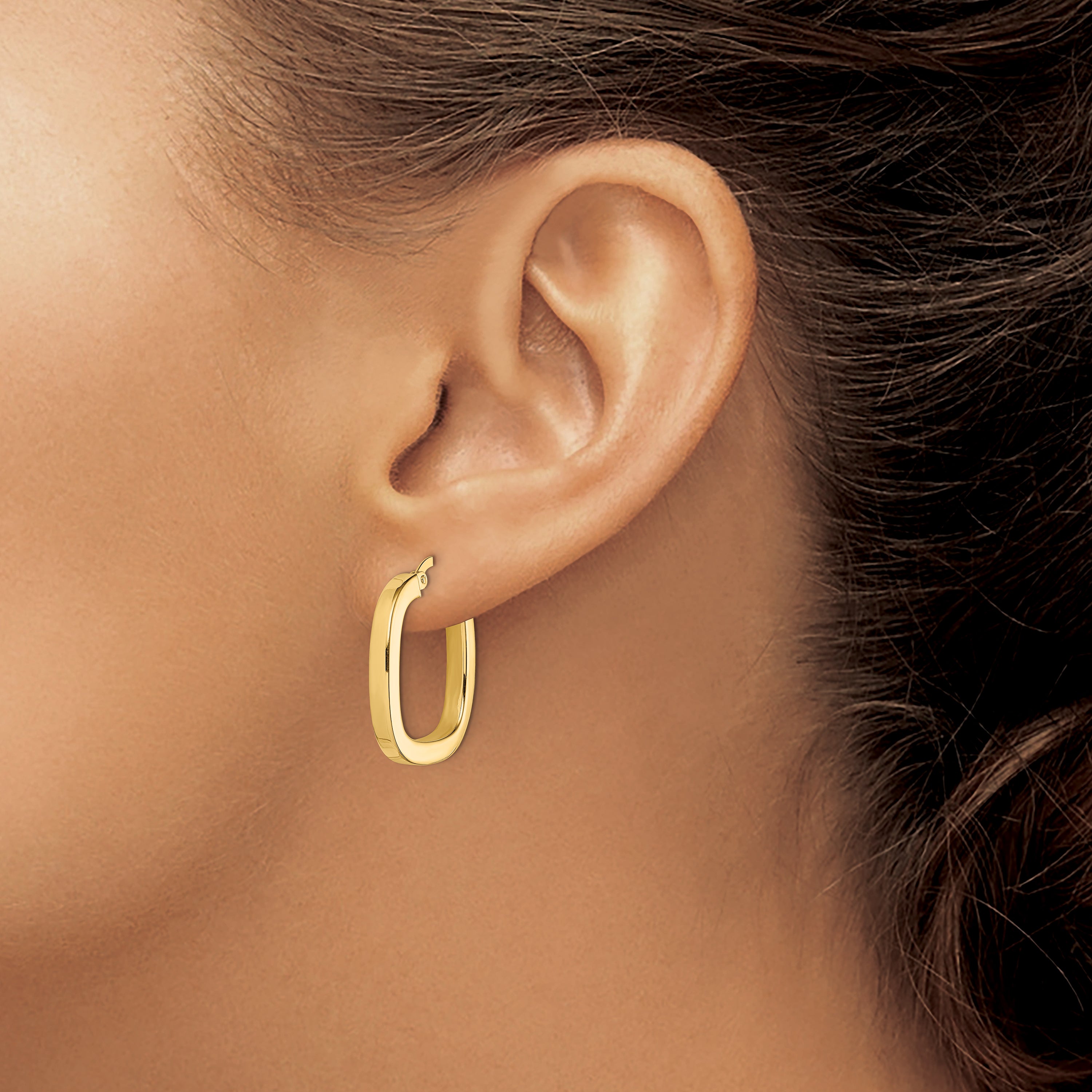 14K Square Tube Hollow Hoop Earrings