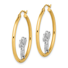 14k with Rhodium Angel Hoop Earrings