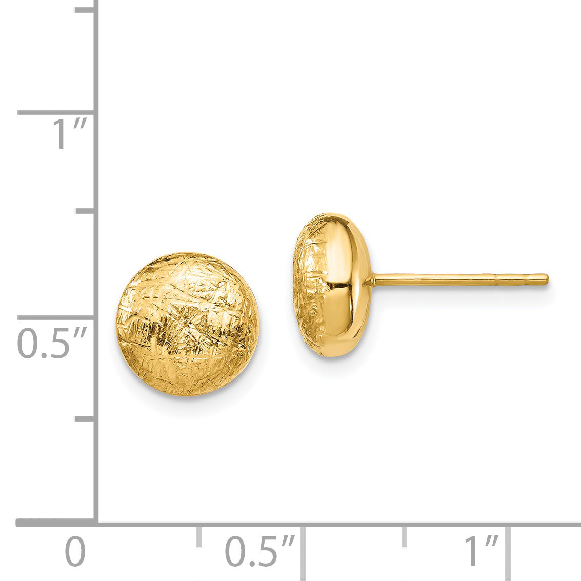 14K Scratch Finish Hollow Post Earrings