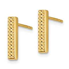 14K Textured Bar Post Earrings