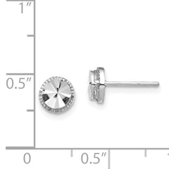 14K White Gold Diamond-Cut Round Post Earrings