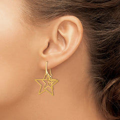 14K Triple Star Dangle Earrings