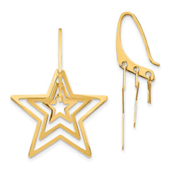 14K Triple Star Dangle Earrings