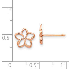 14K Rose Polished Plumeria Cutout Post Earrings