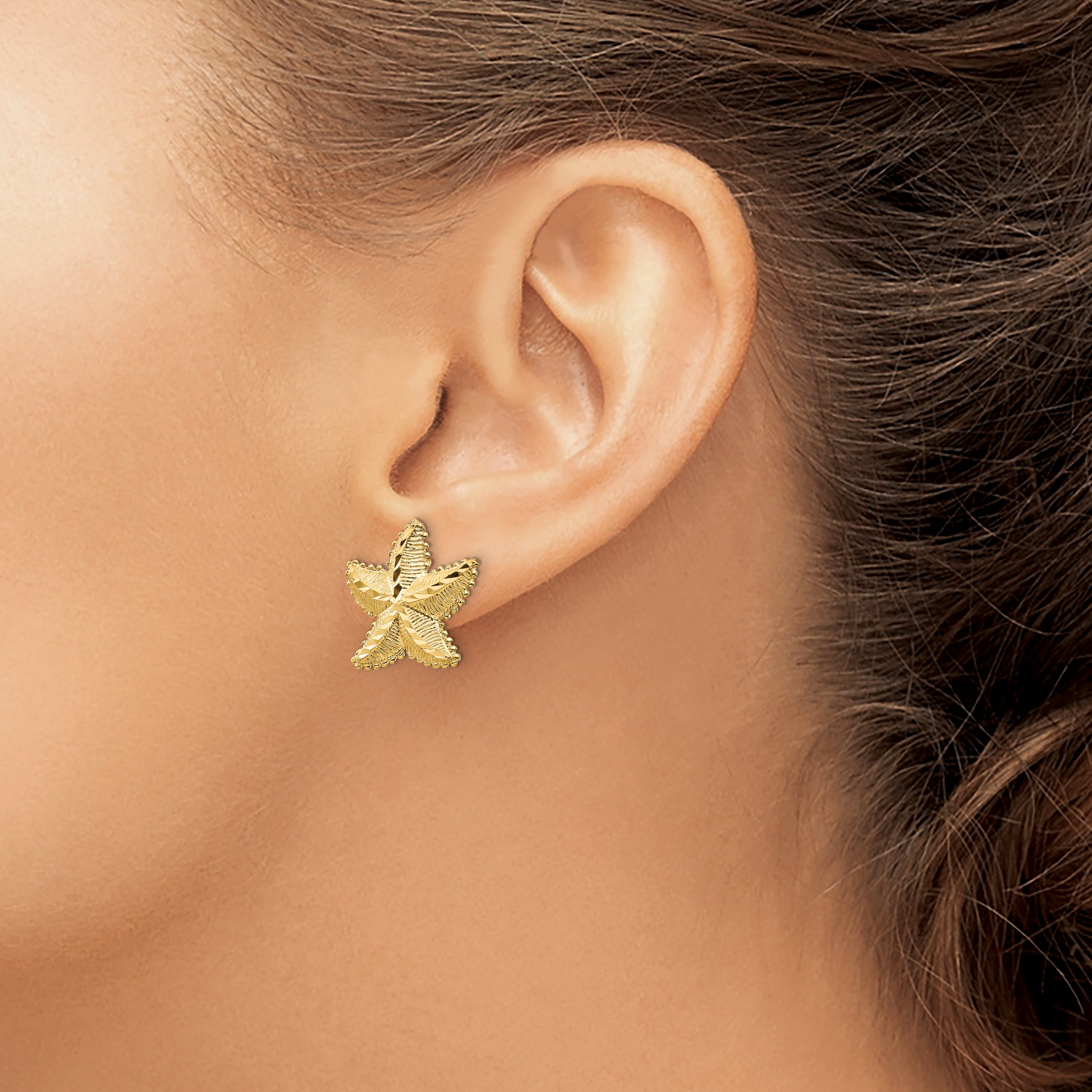 14K D/C Starfish Post Earrings