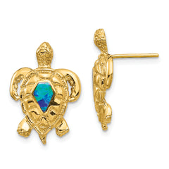 14K Created Opal Turtle Post Earrings