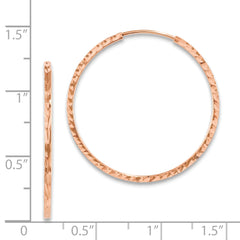 14k Rose Gold Diamond-cut Square Tube Endless Hoop Earrings