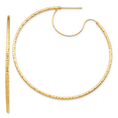 14K 1.5x50mm D/C with Polished wire Hoop Earrings