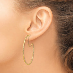 14K 1.5x45mm D/C with Polished wire Hoop Earrings