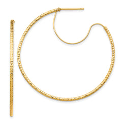 14K 1.5x45mm D/C with Polished wire Hoop Earrings