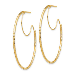 14K 1.5x40mm D/C with Polished wire Hoop Earrings