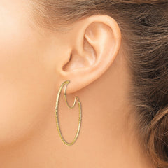 14K 1.5x40mm D/C with Polished wire Hoop Earrings