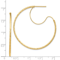 14K 1.5x40mm D/C with Polished wire Hoop Earrings